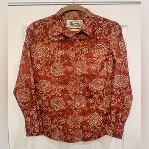 Aventura Women’s Rust Brown Organic Cotton XL Long Sleeve Blouse.        3213